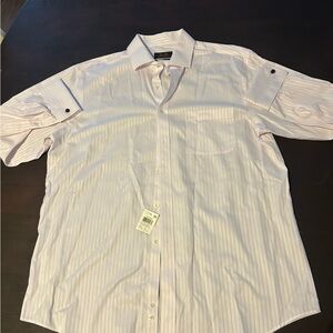 Tasso Elba Men's Pink Striped Casual Shirt